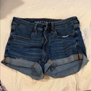 American Eagle Outfitters Dark Indigo Rolled Cuff Denim Shorts
